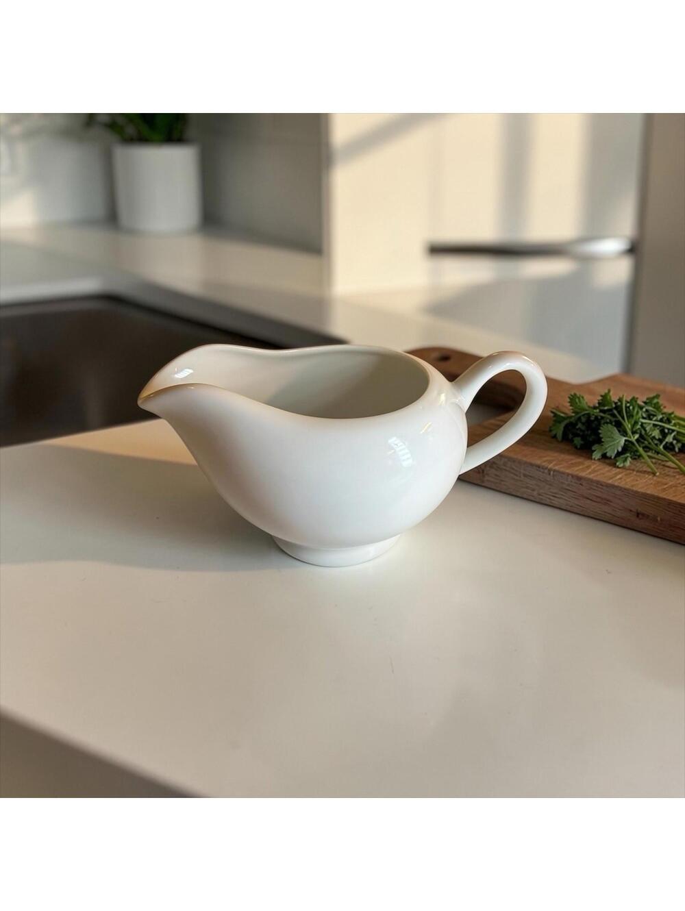 Gourmet by Fitz And Floyd Classic White Gravy Boat China 7.5" long